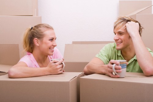 Packed boxes and furniture ready for transport during a Swiss relocation